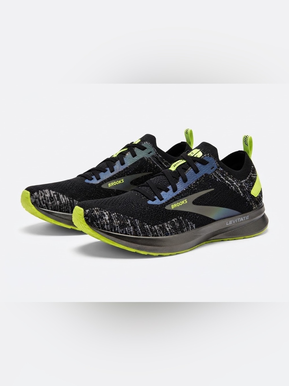 Brooks Levitate 4 Black Neon Yellow Running Shoes Sz 9.5